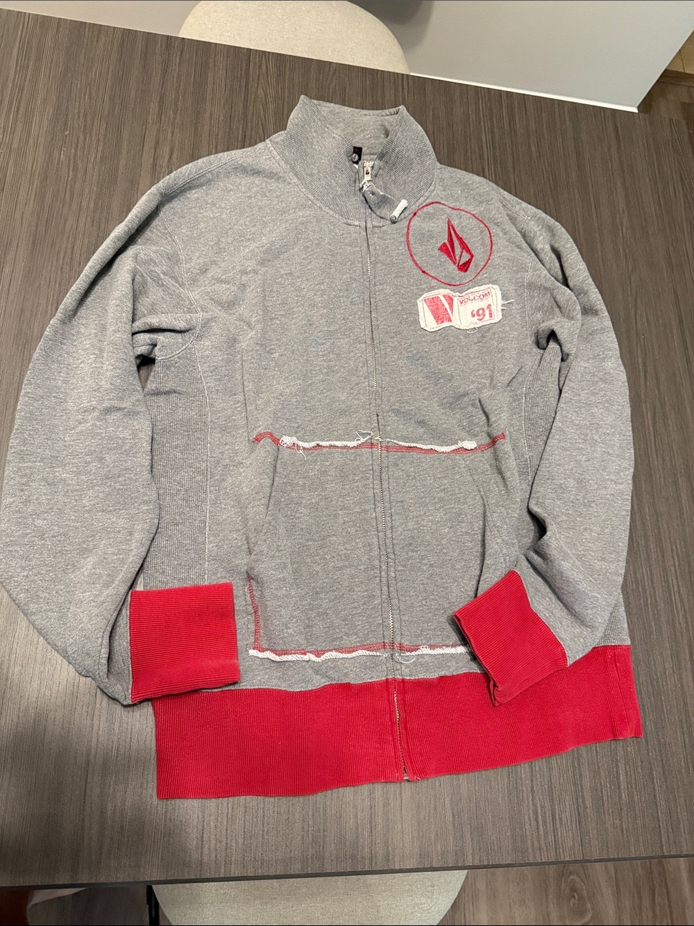 Volcom Gray Jacket with Red Trim and Logo